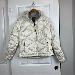 The North Face pearly white puffer jacket